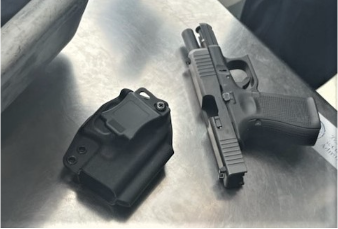 TSA officers at Newark Liberty International Airport stopped a man with this handgun at the security checkpoint on June 17. (TSA photo)