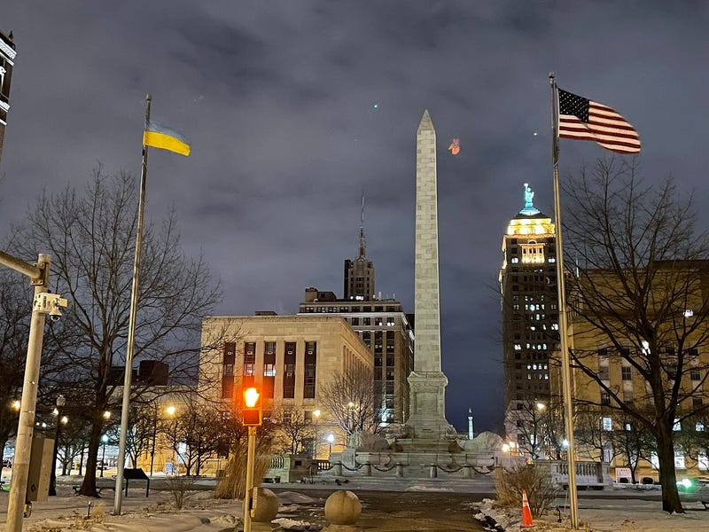 Niagara Square with Ukraine flag