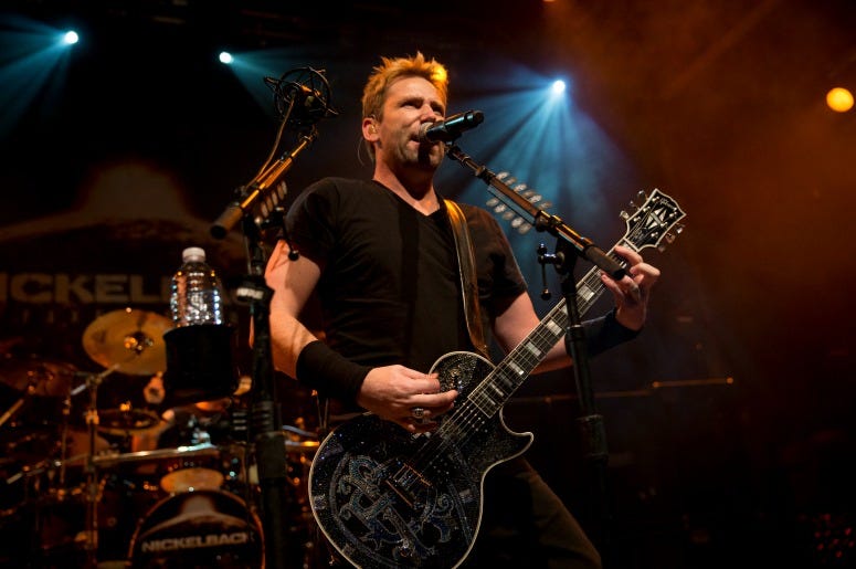 Chad Kroeger of Nickelback performs on stage 