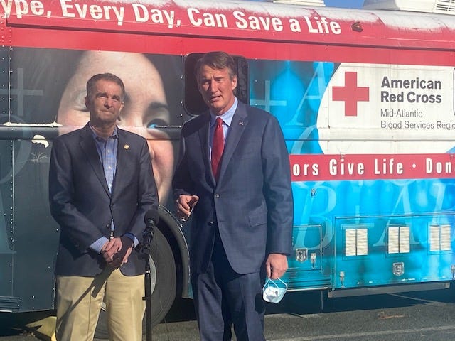 Governor Northam and Governor-Elect Youngkin Make Comments Before Giving Blood