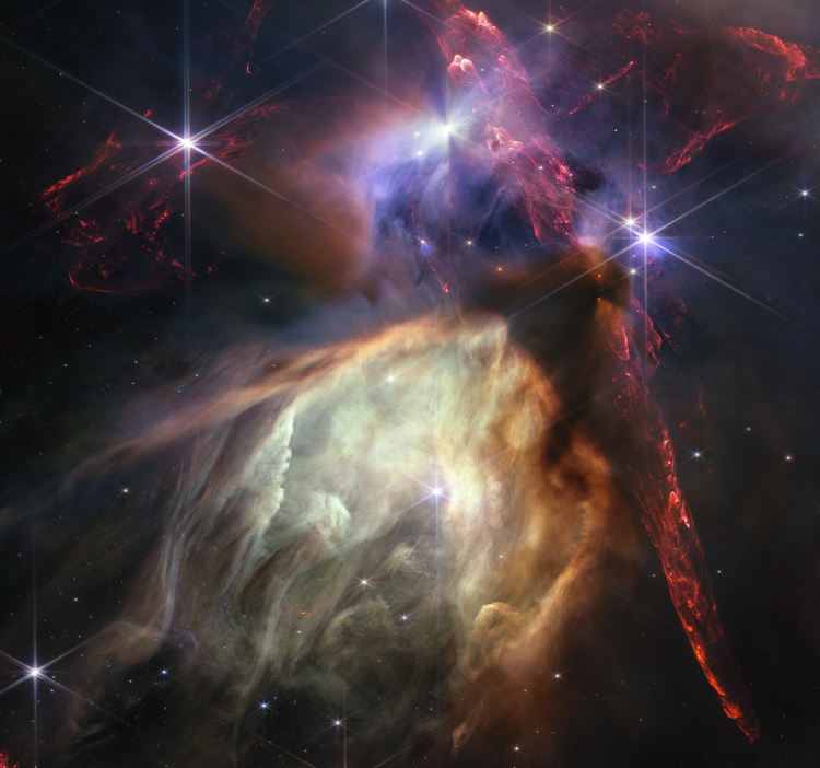 cloudy star system in space
