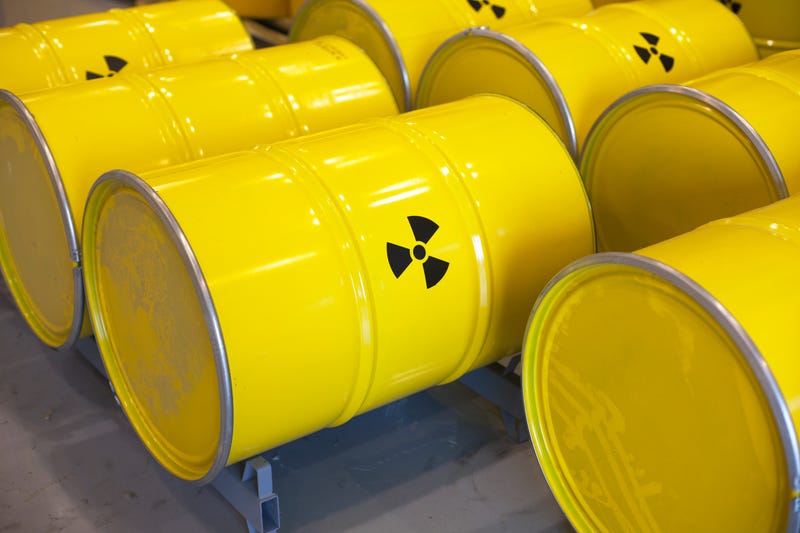 Yellow barrels filled with nuclear waste