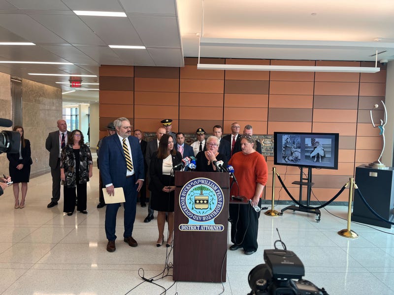 Kay Dougherty, sister of Carol Ann, speaks at a press conference on Wednesday, Oct. 29, 2025, about the solving of her sister's case.