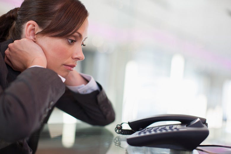 woman waiting on hold