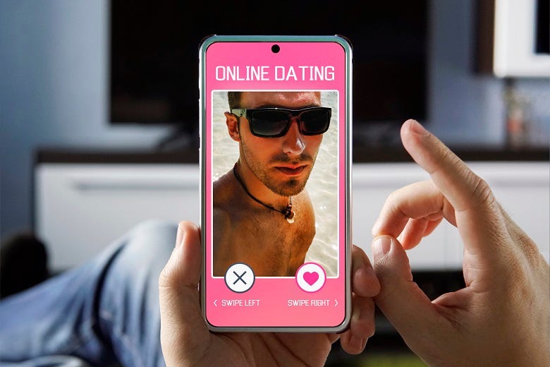 phone opened to dating app
