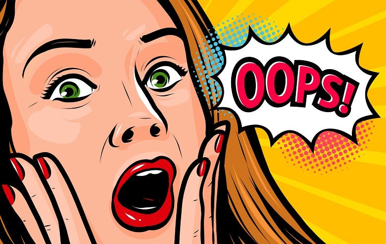 cartoon woman saying "oops!"