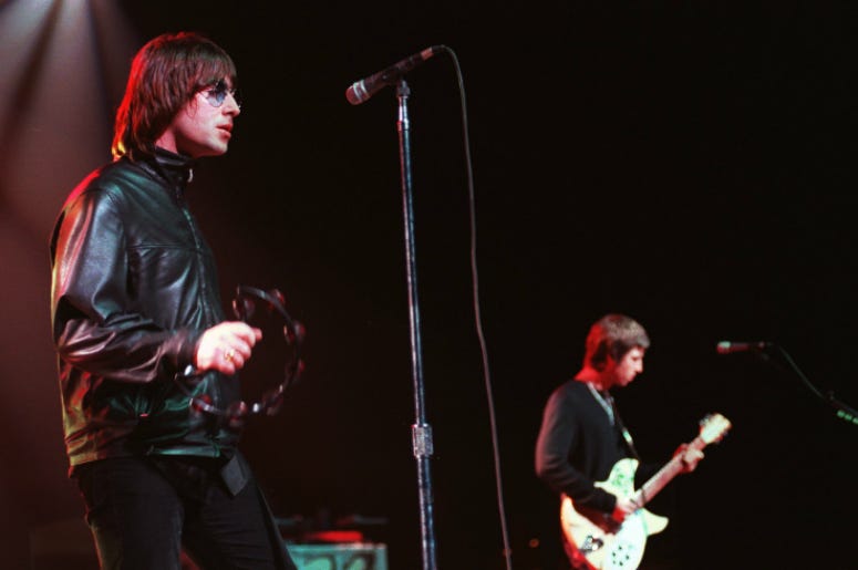 Lead singer of rock group OASIS Liam Gallagher plays to a sell out crowd at the Universal Amphitheatre in 2000