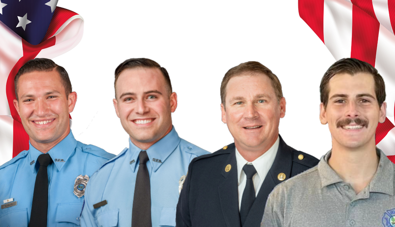 Fire Equipment Operator Jagger Maguire, Firefighter Jeffrey Saunders, Firefighter Joseph Villella, and Battalion Chief Josh Phillips