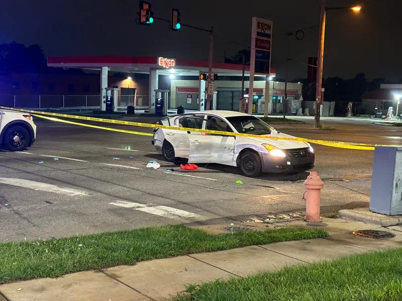 The car two 16-year-olds attempted to drive away in after being shot by a gunman in Olney.