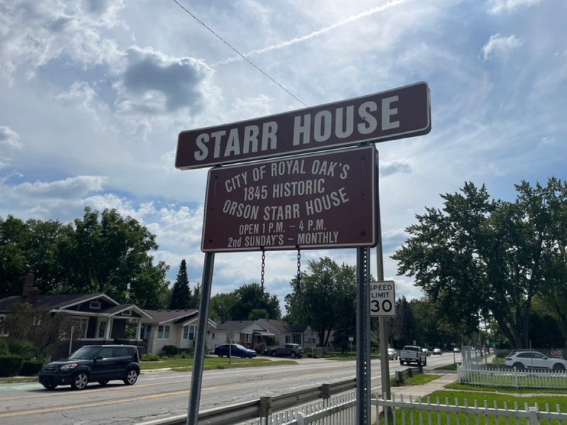 Orson Starr House sign on Main Street in Royal Oak, Mich.