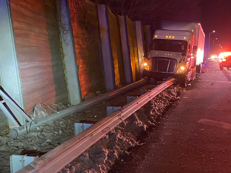 A tractor-trailer truck driver was arrested on suspicion of DWI after he mounted a guardrail and knocked down several streetlamps on the Long Island Expressway in Dix Hills on Feb. 10, 2025