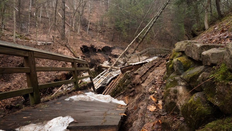 Trail damaged at Munising Falls.