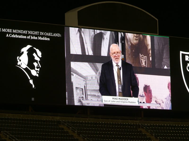 Mike Madden, John's son, speaking at his father's public memorial.