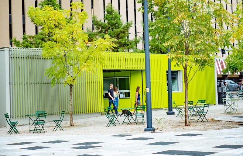 Visitor Services and Maintenance building in Kiener Plaza