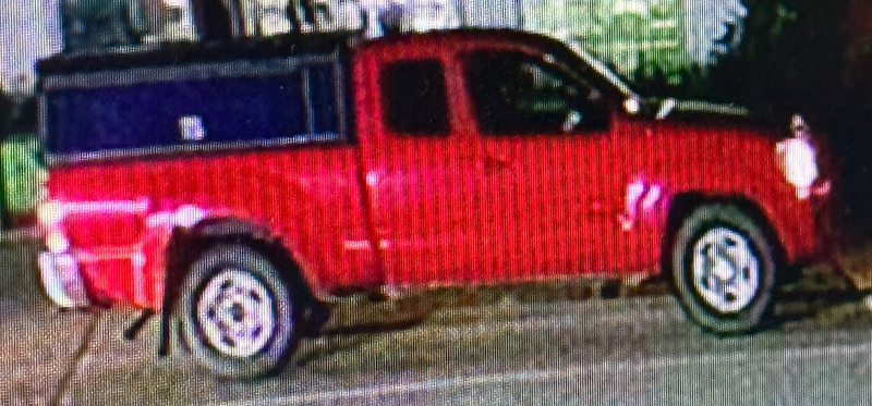 Red Toyota Tacoma used in gas station burglary 