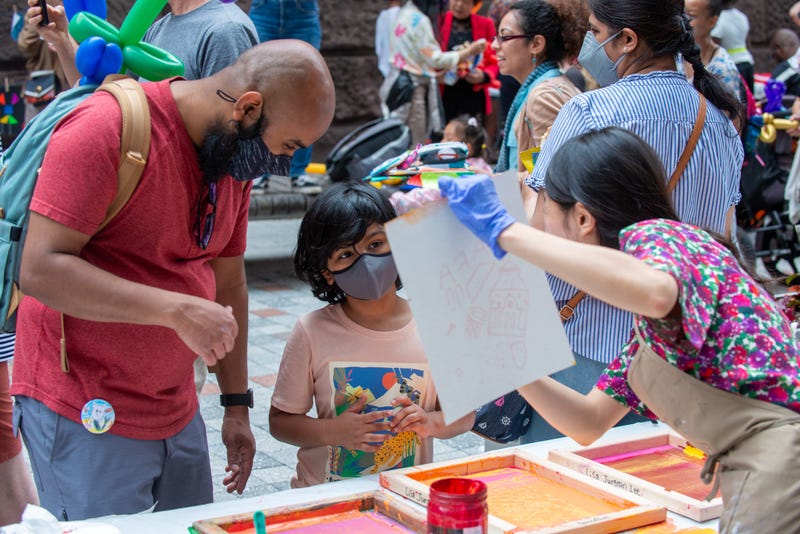 Family at community event