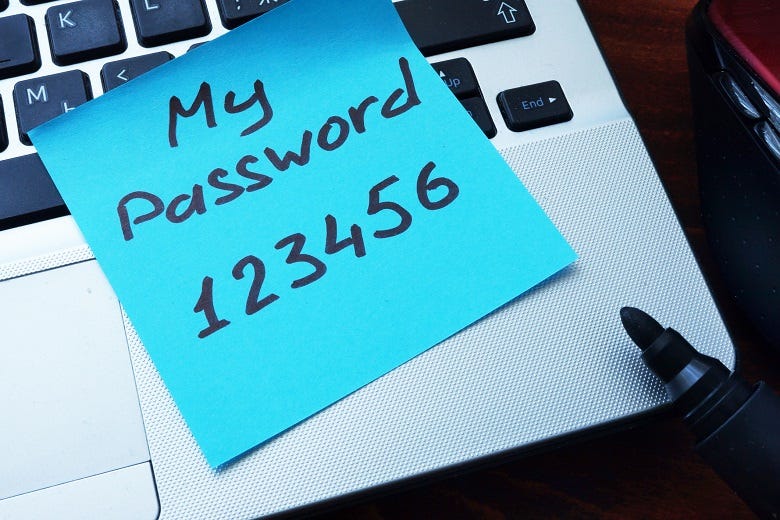 Password written on Post It note