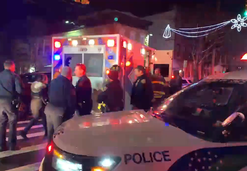 Emergency responders at the scene of a pedestrian struck in Dyker Heights on Tuesday evening.