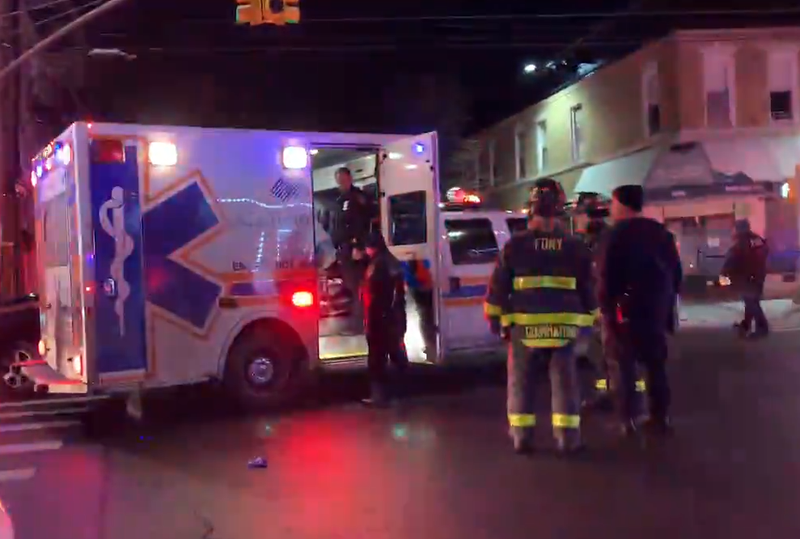 Emergency responders at the scene of a pedestrian struck in Dyker Heights on Tuesday evening.