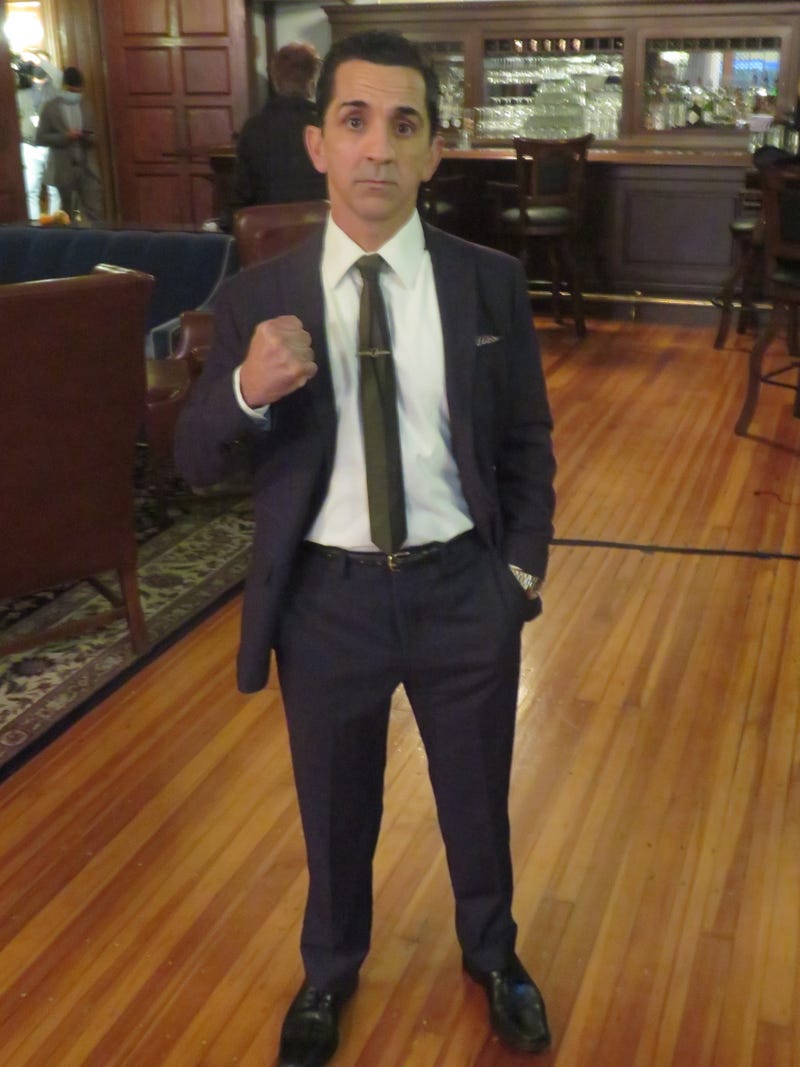 Actor James Madio as Hartford boxing great Willie Pep at The Hartford Club, 11/17/21