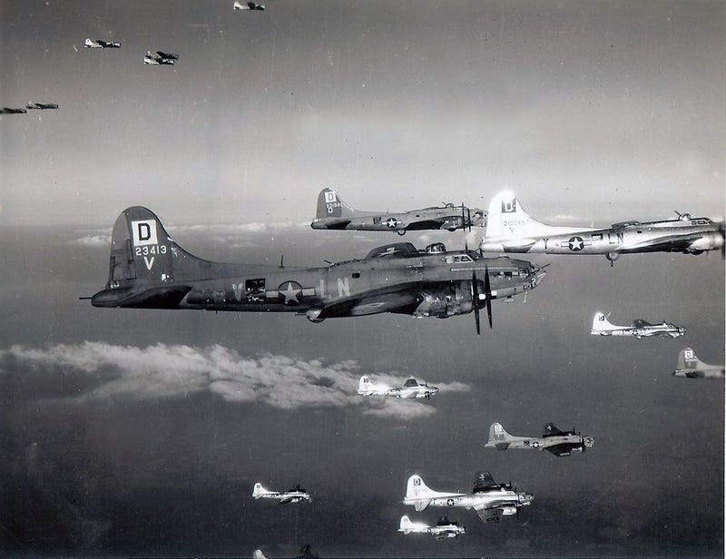B-17 bombers flying in formation