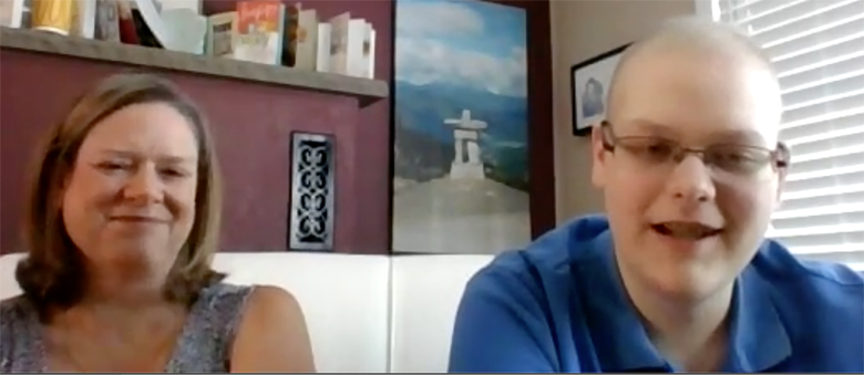 Connor McDermid with his mother, Erin