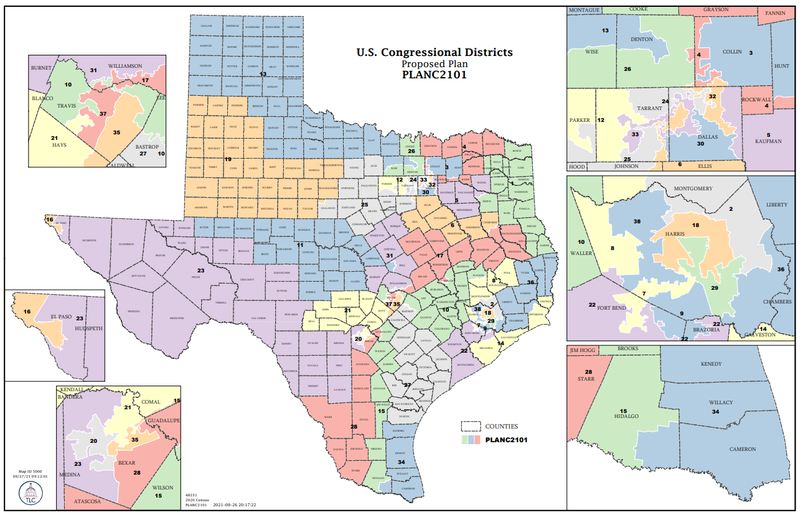 Draft of Texas' new congressional maps.