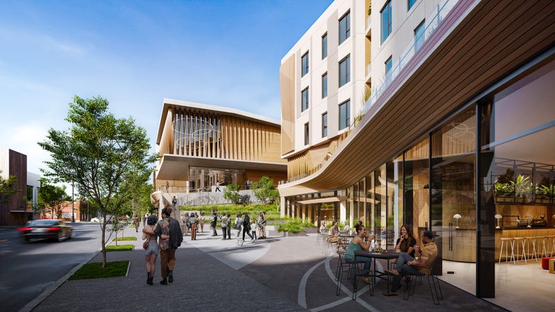 The proposed plaza surrounding the Black Ensemble Theater