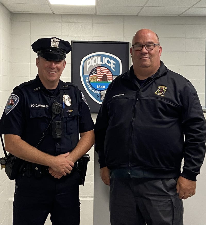 Officer James Cavanagh and Public Safety Dispatcher Christopher Brenner.