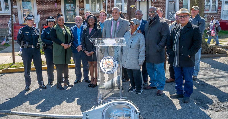 Officials with Camden County, PSE&G and Hopeworks announce a new lighting project to ensure Camden street lights are working properly.