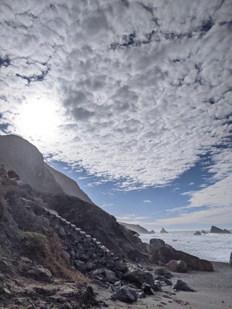 The stairs leading to Blind Beach where two young children were swept out to sea near Jenner over the weekend.