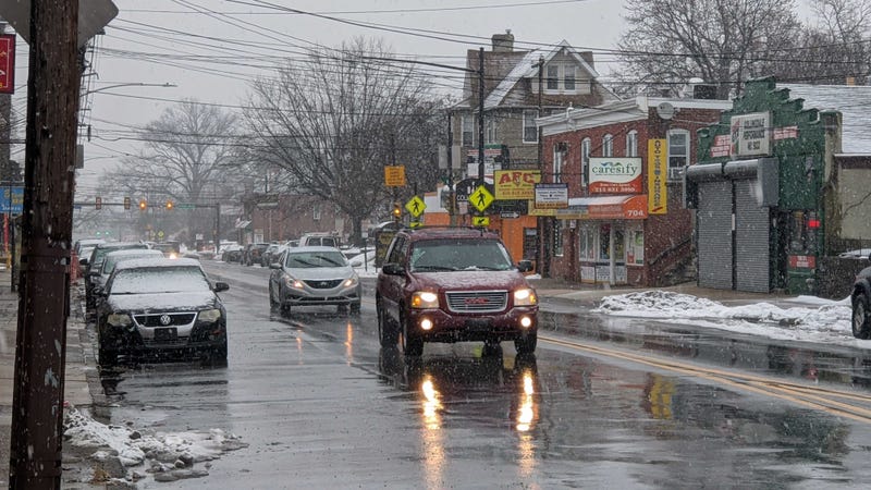 A slick, snowy Sunday morning in Collingdale, Delaware County.