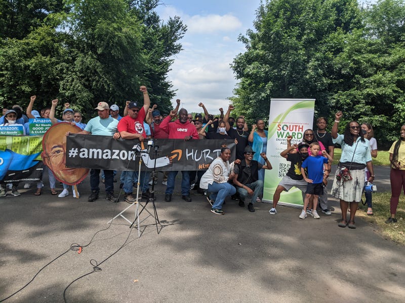 Community members rallied at Weequahic Park to declare victory over Amazon.