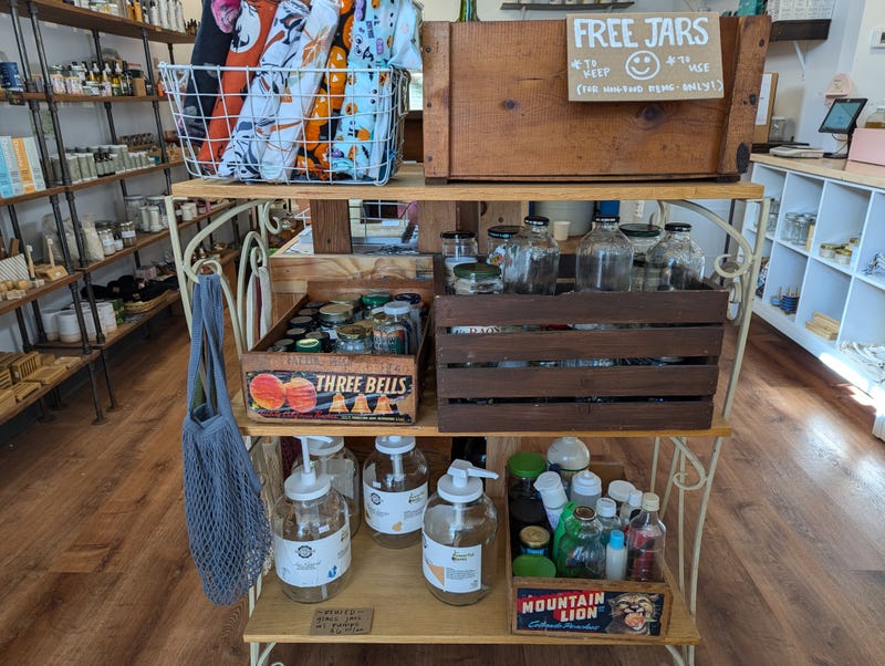 Customers at Eco Flamingo have the ability to purchase soap dispensers or use jars for free.