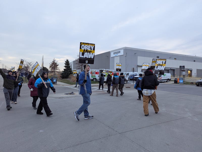 Amazon workers walk the picket line