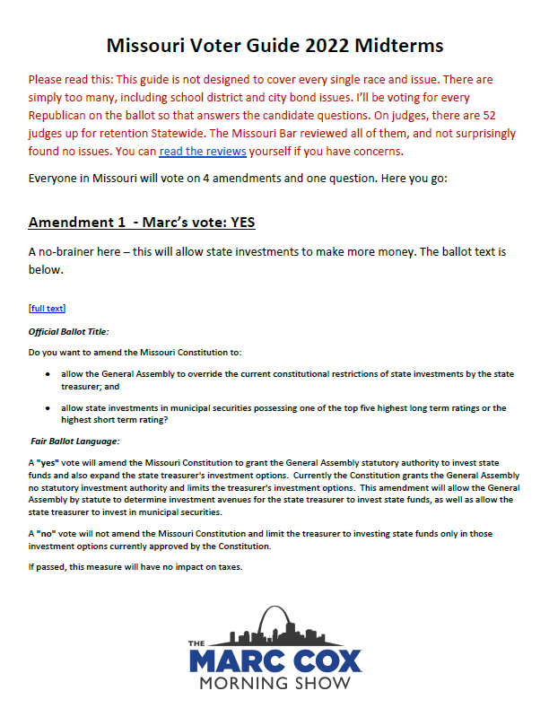 97.1 FM Talk and Marc Cox of The Marc Cox Morning Show 2022 Midterm Election Voter's Guide