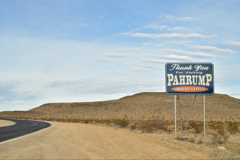 A sign thanking drivers for visiting Pahrump, Nevada