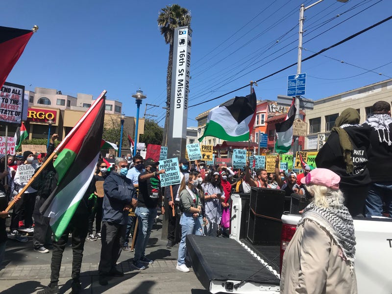 Pro-Palestine protesters gather in San Francisco.