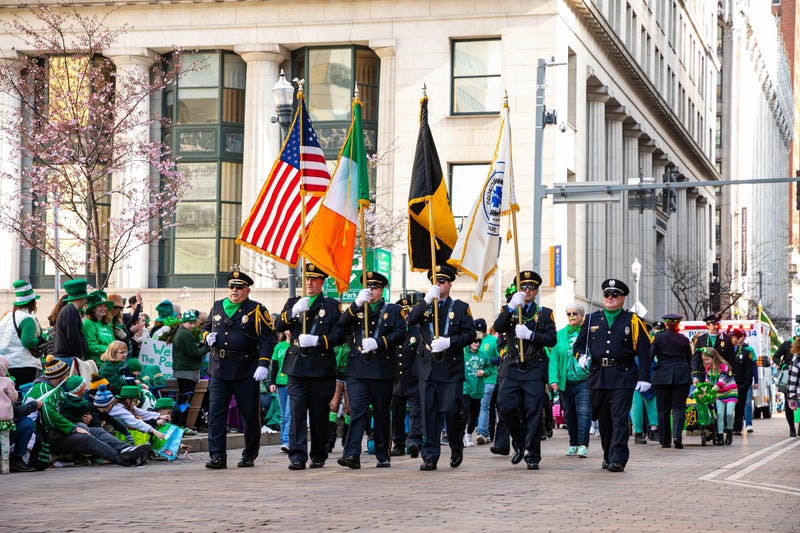 Pittsburgh Police marching in St. Patrick's Day Parade
