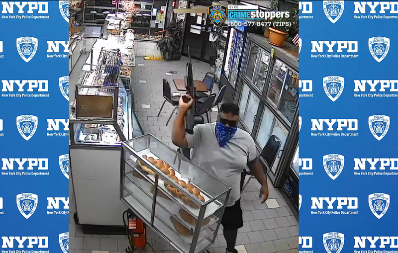 Video shows the suspect trying to rob the bakery near a case of sweetbread