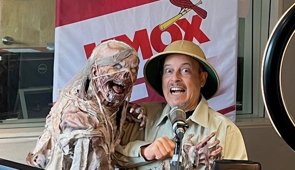 Patrick Voss, VFX Creates, in the KMOX Studios with MummRott the Mummy, Tuesday, July 22, 2025