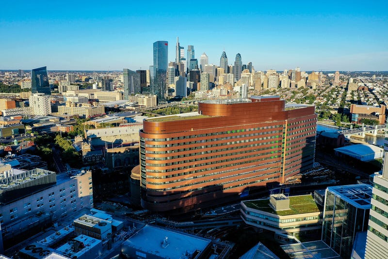 Penn Medicine's Pavilion against the Philadelphia skyline