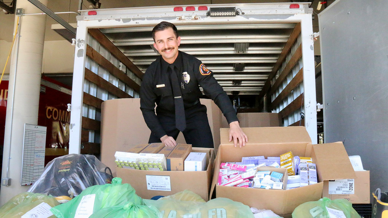 Los Angeles County Fire Department on March 17, 2022, collaborating with others including the Air National Guard and Los Angeles City Fire to gather and donate surplus of gear to firefighters in Ukraine.