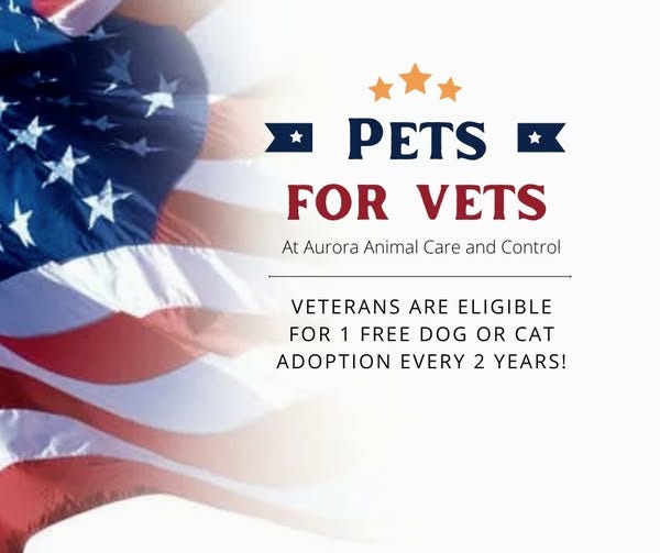 Aurora Animal Care and Control is honoring Illinois veterans with a new “Pets for Vets” program that waives adoption fees on one cat or dog every two years for those who’ve served.
