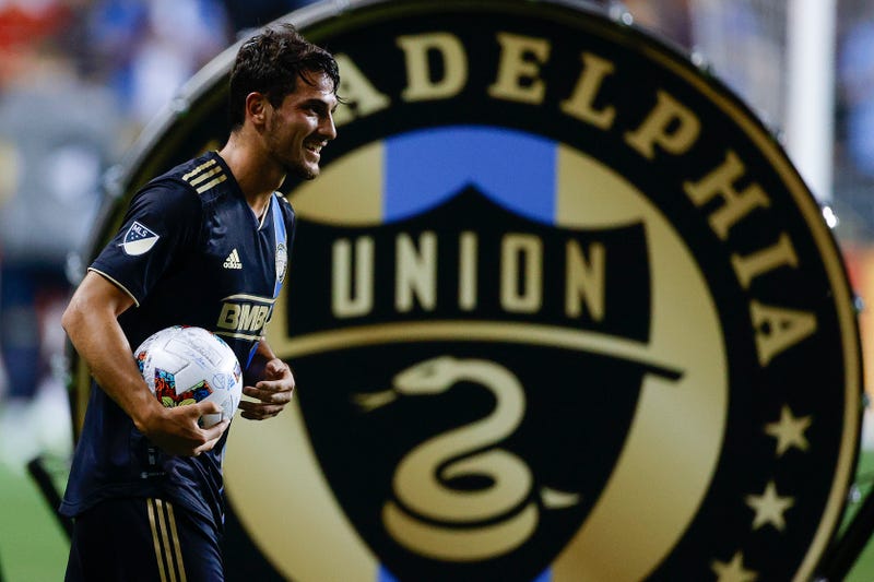 CHESTER, PENNSYLVANIA - JULY 08: Julián Carranza #9 of Philadelphia Union looks on after defeating D.C. United at Subaru Park on July 08, 2022 in Chester, Pennsylvania.