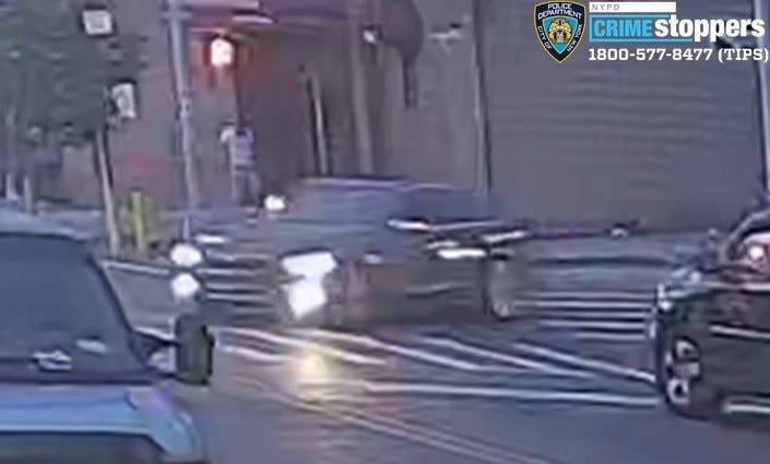 The BMW near the scene of the crash last Wednesday