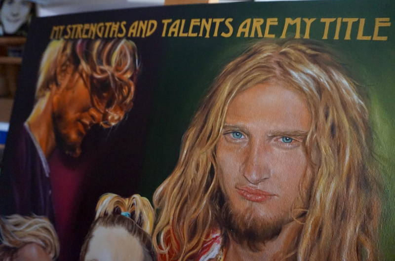 Layne Staley oil painting "My Strengths And Talents Are My Title"