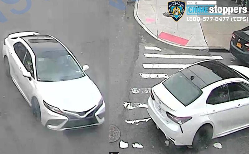 Police are searching for a white sedan that the suspects fled in