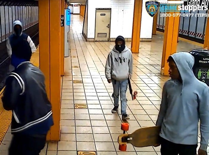 The men are wanted for strangulation after they allegedly dragged a woman off a subway bench by her neck