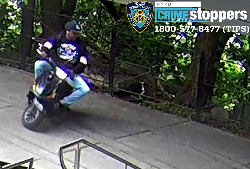 Police are searching for a suspect on a scooter after a girl was violently robbed in the Bronx on June 25